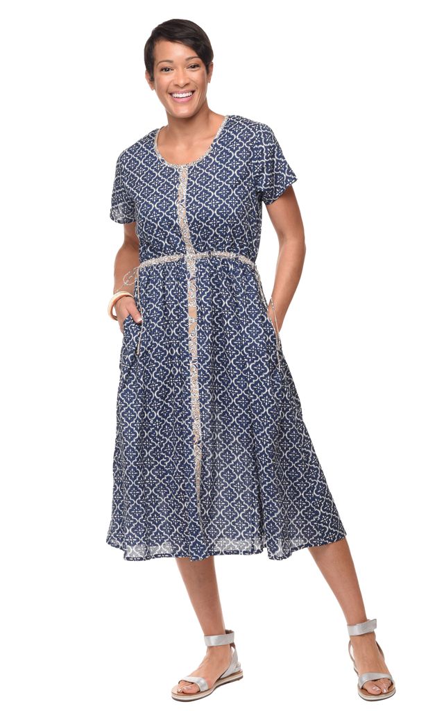 Fulton Dress Womens Midi Dress in Tile