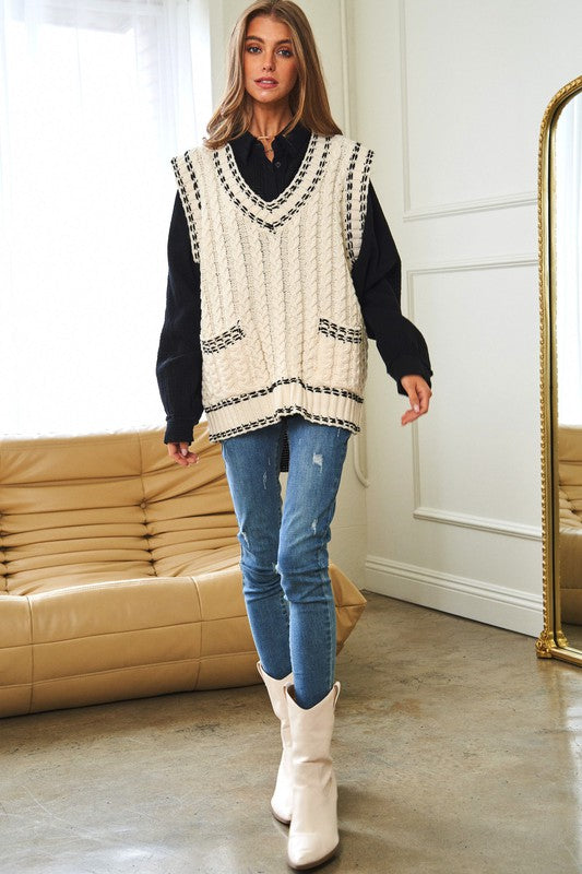 Davi & Dani Solid V-Neck Pocket Womens Sweater 3Colors S-XL