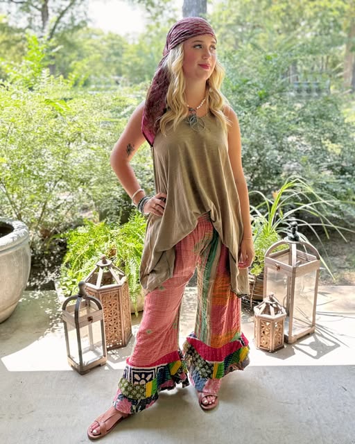Jaded Gypsy Beyond The Moon Womens Tank in Vintage Olive