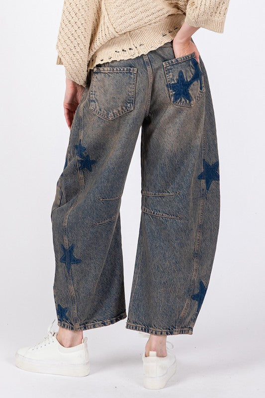 SAGE + FIG Star Wide Leg Womens Jeans with Pockets