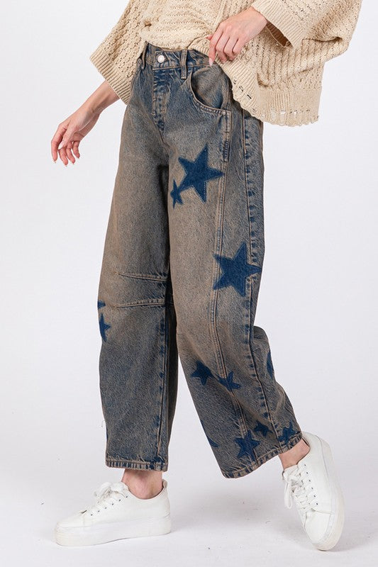 SAGE + FIG Star Wide Leg Womens Jeans with Pockets