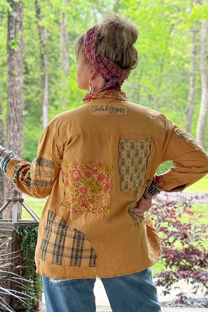 Jaded Gypsy Evening Stroll Top Womens Button up Blouse