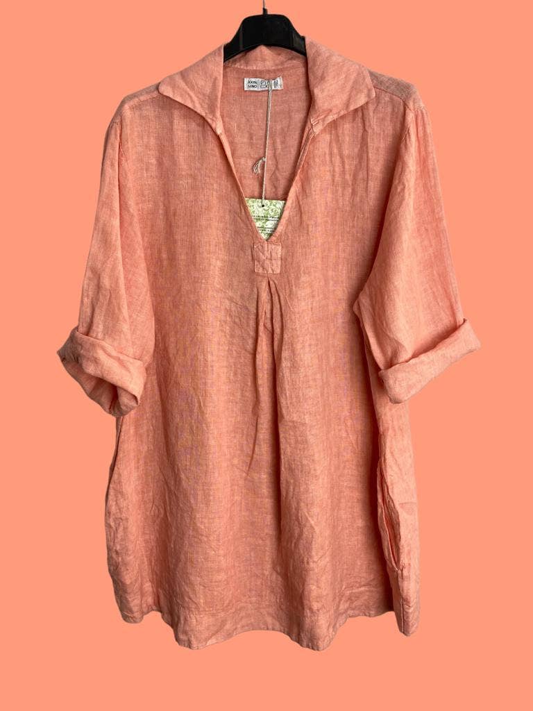 Made in Italy Colette Alayna Womens Tunic 100% LINEN OSFM