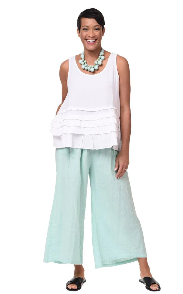 Palazzo Womens Cotton Gauze Pant in Aqua