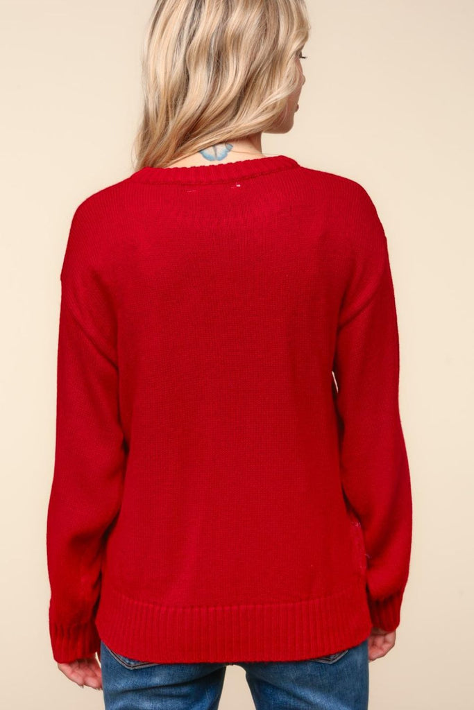 Haptics Santa Sparkle Brushed Womens Pullover Sweater