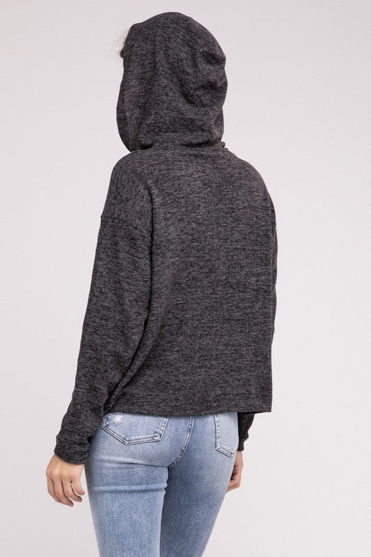 Hooded Brushed Melange Hacci Sweater