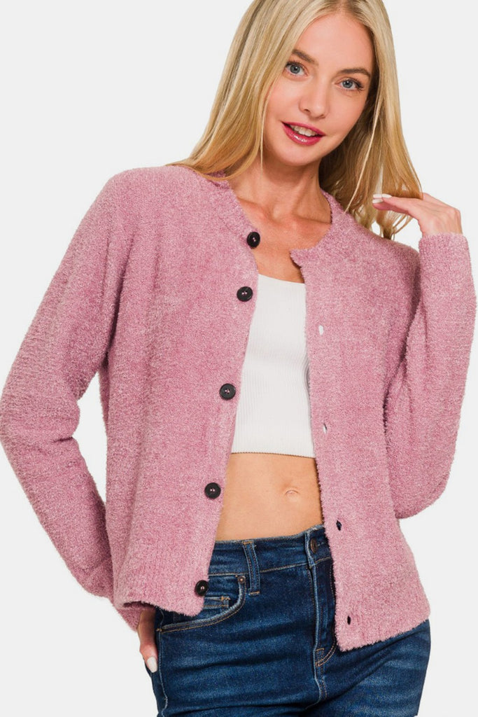 Zenana Button Down Long Sleeve Womens Sweater Cardigan