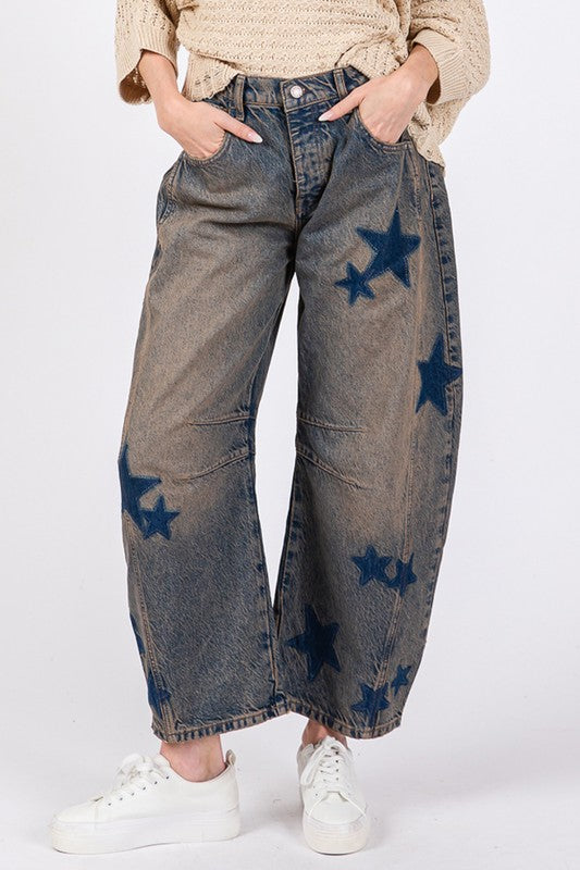 SAGE + FIG Star Wide Leg Womens Jeans with Pockets