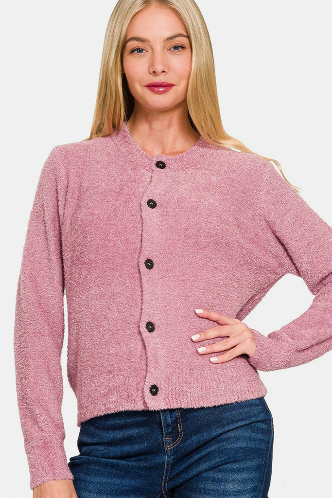 Zenana Button Down Long Sleeve Womens Sweater Cardigan