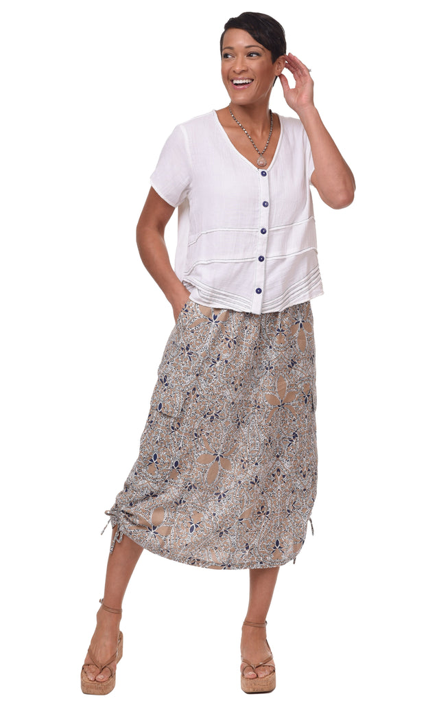 Elle Womens Cotton Gauze Top in White
