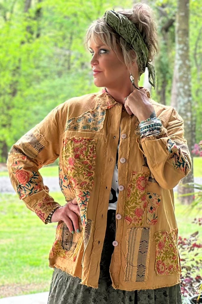 Jaded Gypsy Evening Stroll Top Womens Button up Blouse