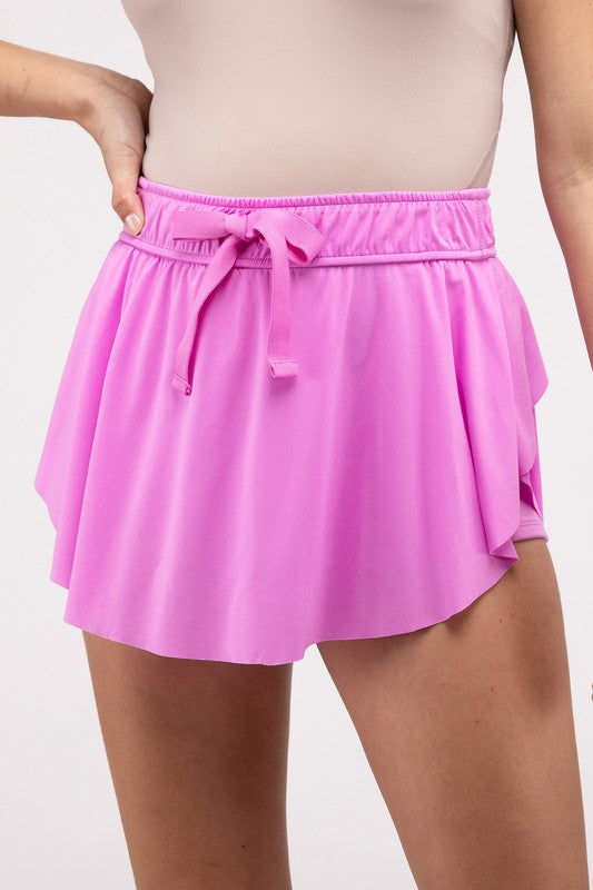 Zenana Ruffle Hem Tennis Skirt Hidden Pockets 3Colors S-XL