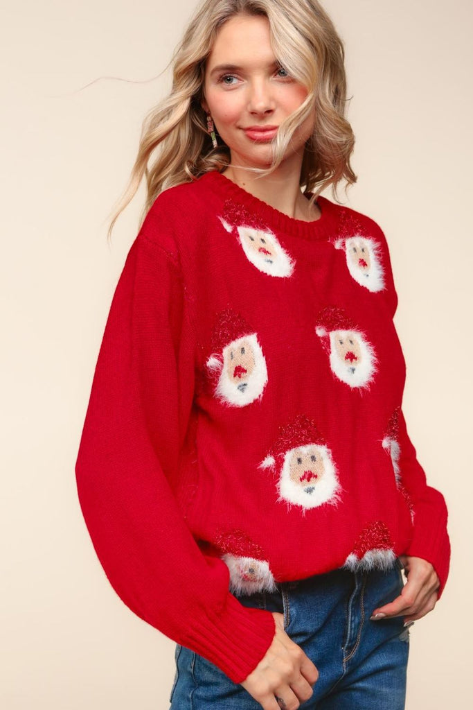 Haptics Santa Sparkle Brushed Womens Pullover Sweater