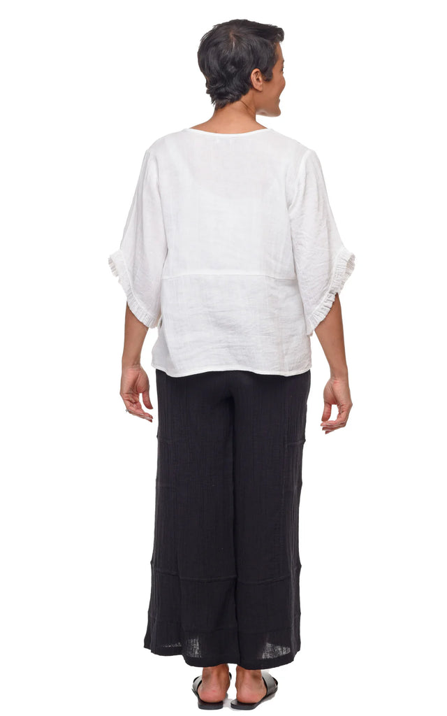 Chloe Cotton Gauze Ruffle Sleeve Top in White