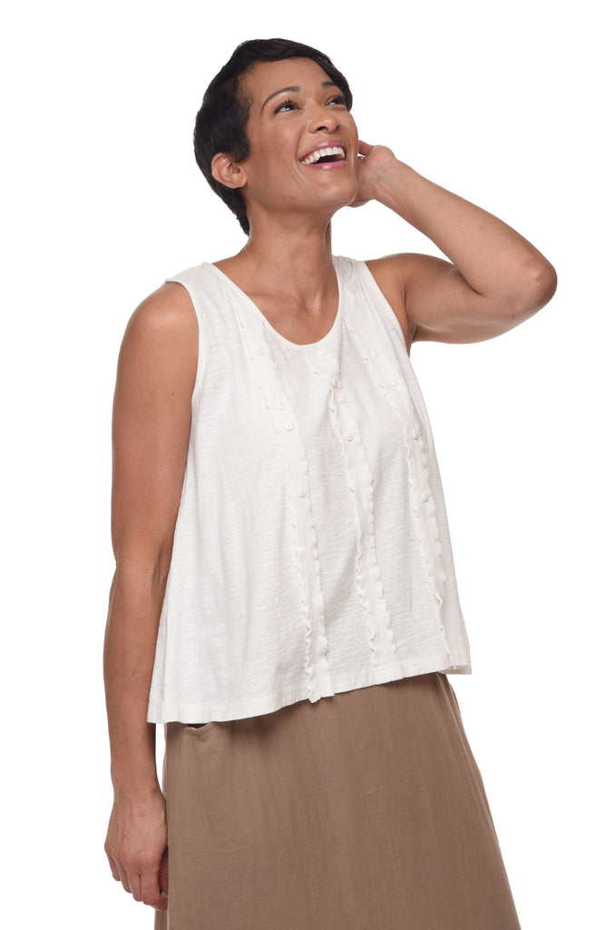 Sea Shell Womens Cotton Slub Knit Tank in Ivory