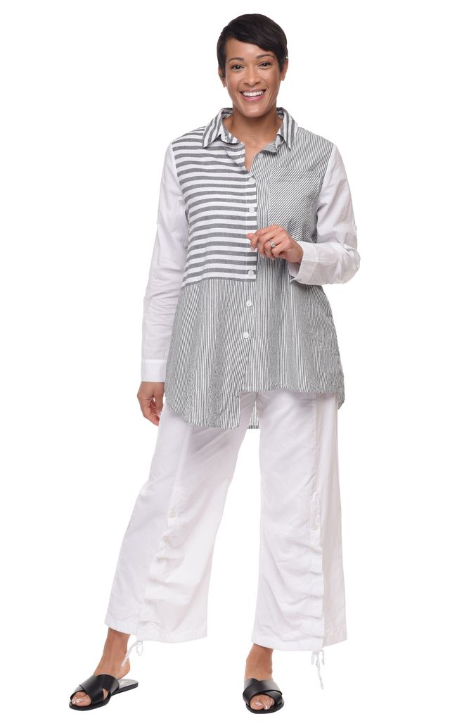 Cooper Womens  Cotton Top in Ticking Stripe