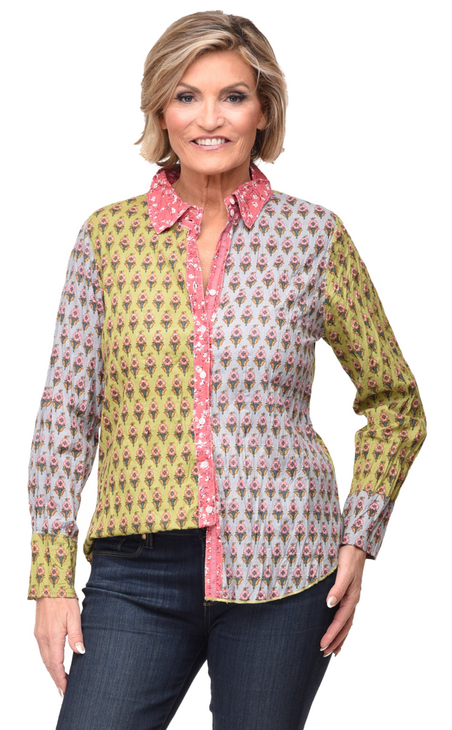 Gretchen Womesn Button Down Shirt in Giving Tree