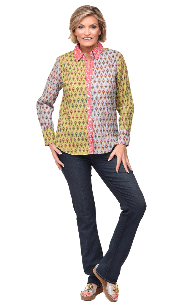 Gretchen Womesn Button Down Shirt in Giving Tree