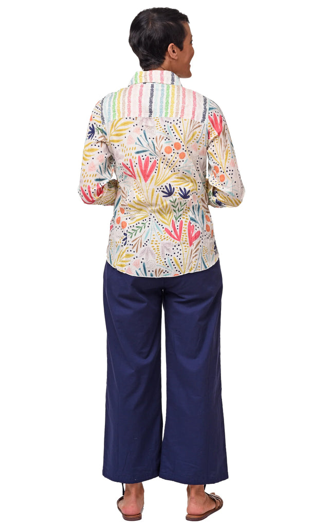 Gretchen Womens Button Down Shirt in Whimsy