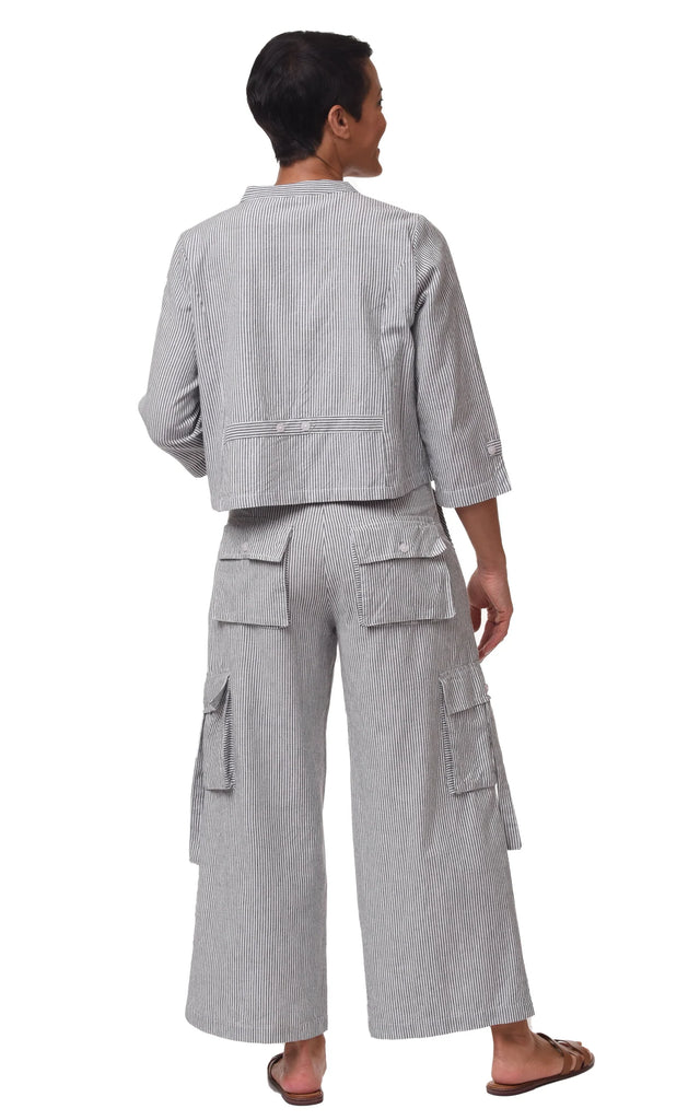 Calista Womens Cargo Pant in Ticking Stripe