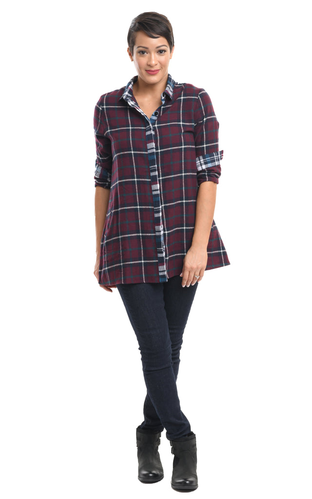 Dorothy Long Sleeve Shirt in Multi-Plaid Flannel Size X-Small