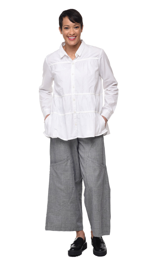 Alix Women's Button Down Tunic Top in White