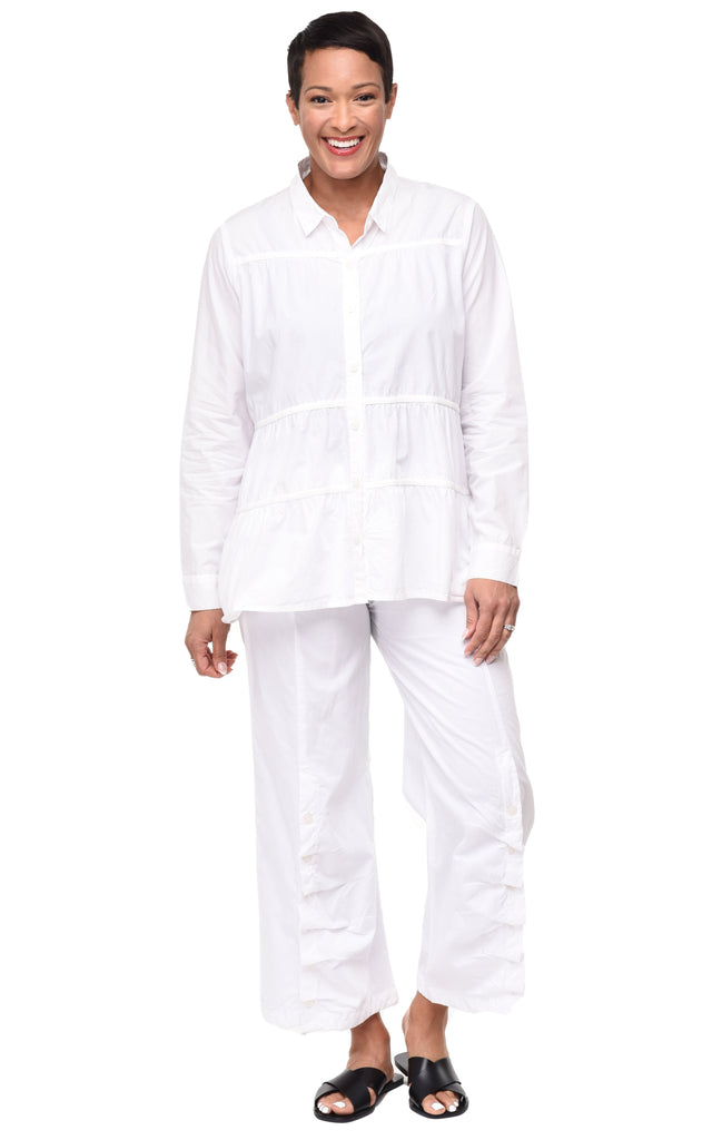 Alix Women's Button Down Tunic Top in White