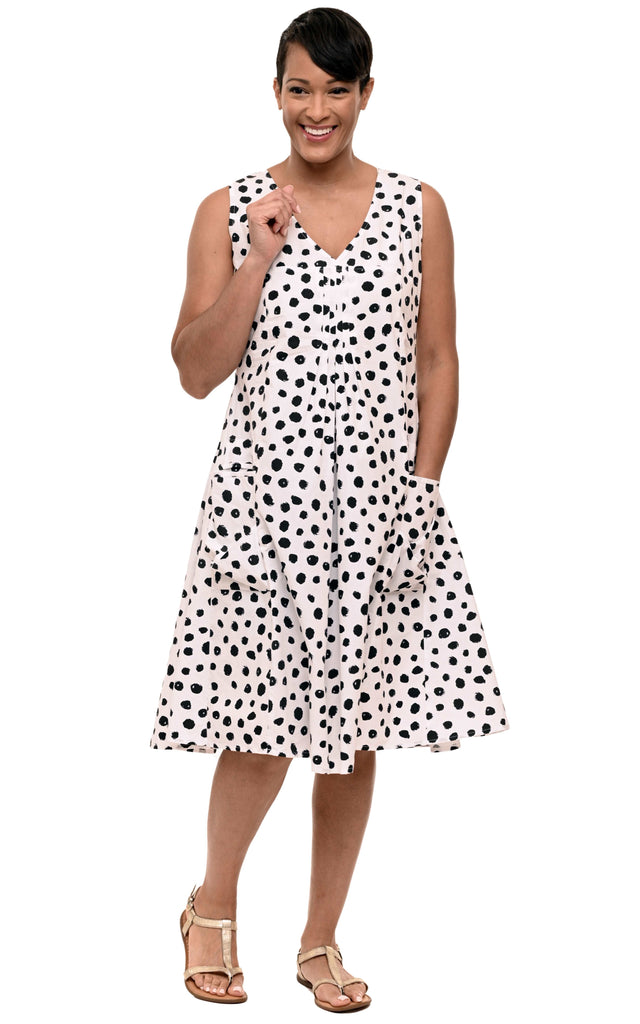 CV656 Poppie Dress in White Doodle Dot*