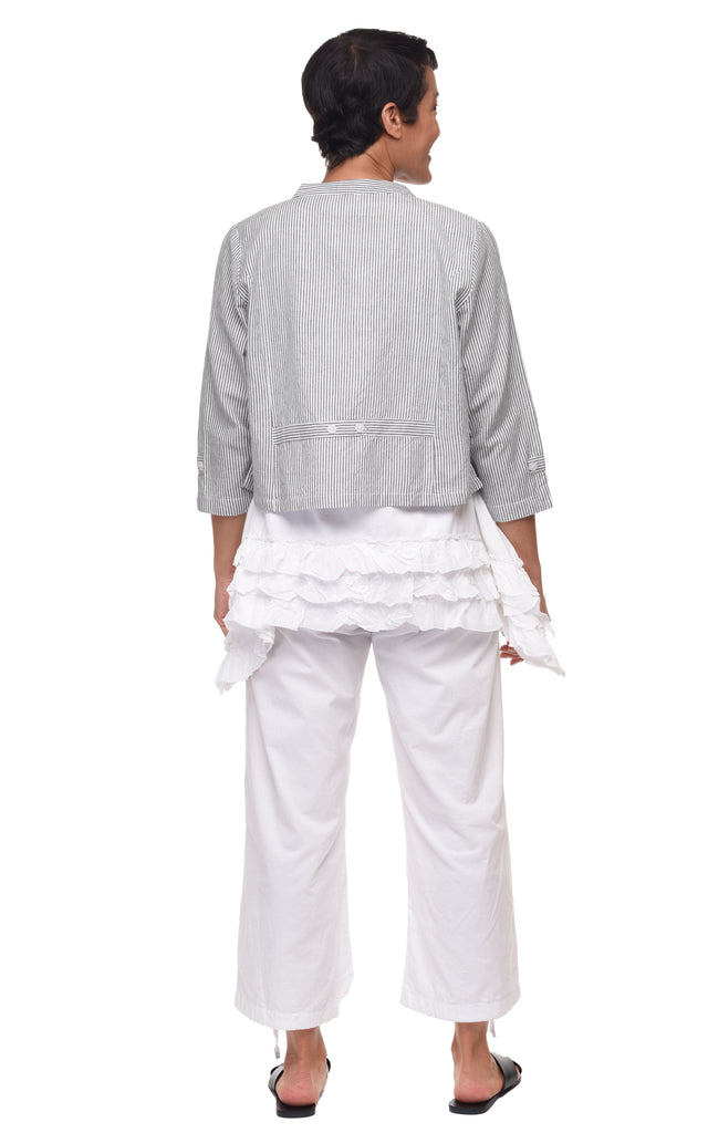 Dakota Womens Cotton Jacket Top in Ticking Stripe