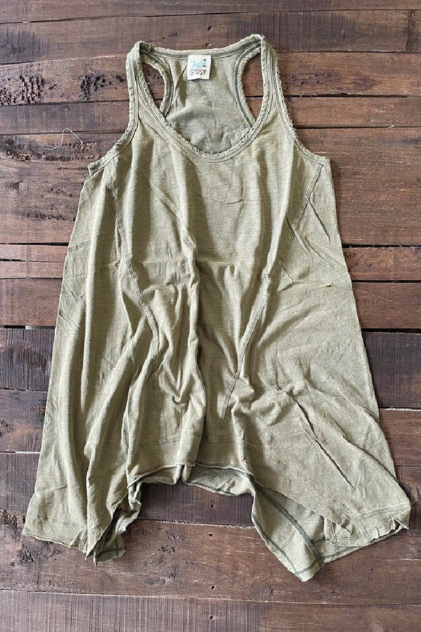 Jaded Gypsy Beyond The Moon Womens Tank in Vintage Olive