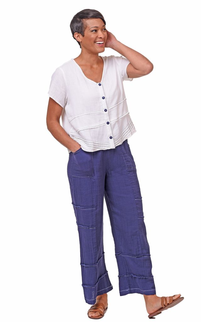 Anika Womens Cotton Pant in Navy