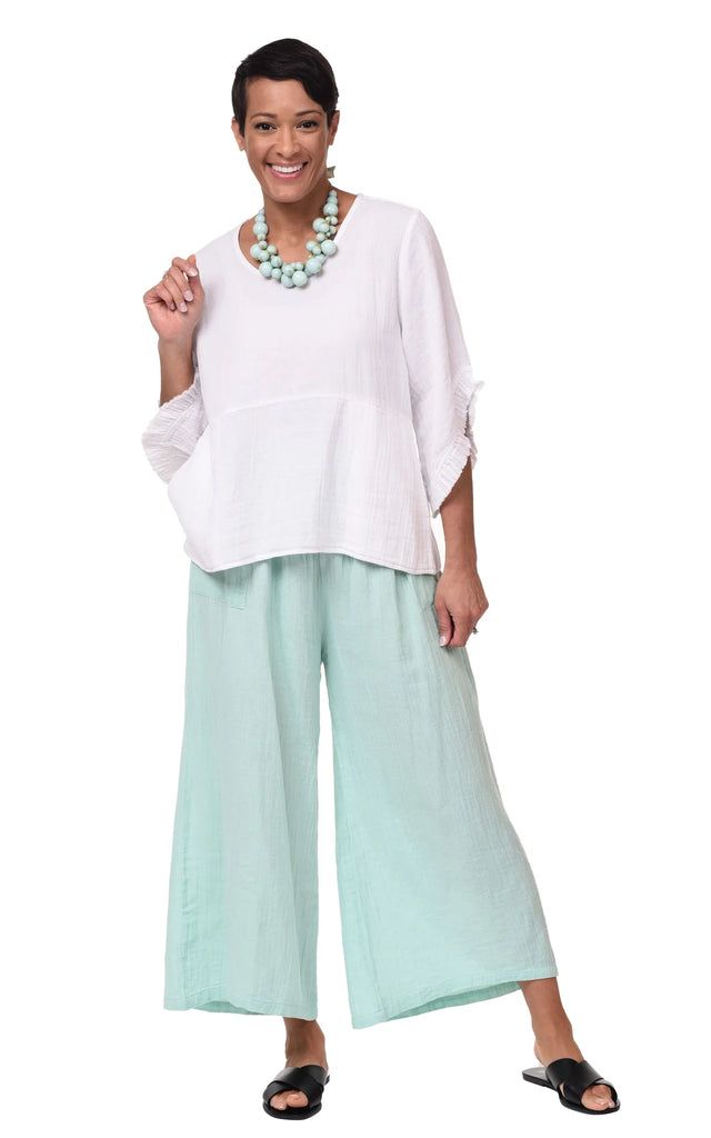 Palazzo Womens Cotton Gauze Pant in Aqua