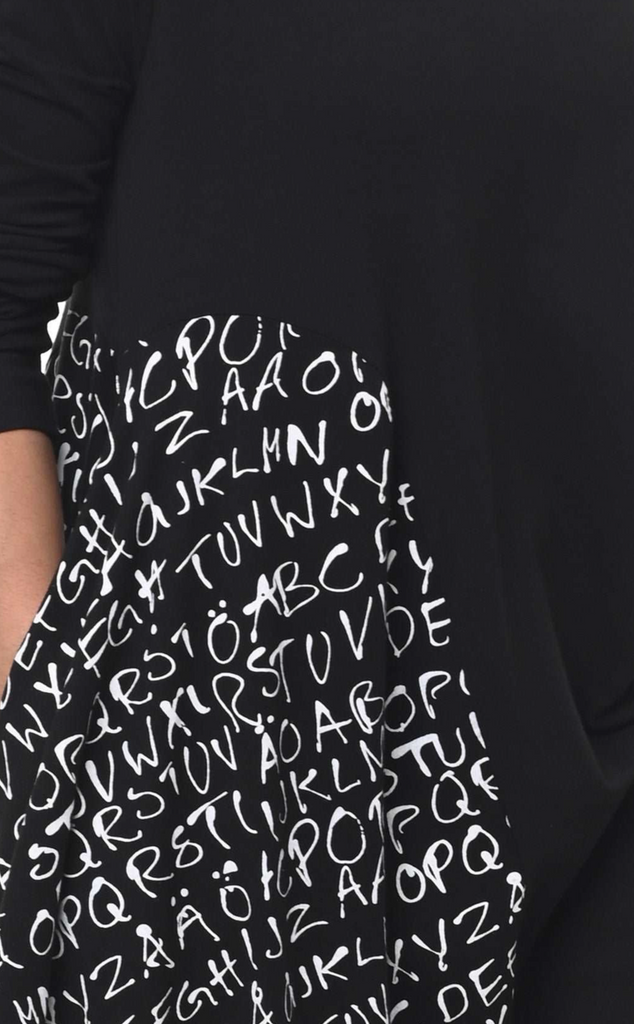 Emaline Womens Dress in Black Alphabet