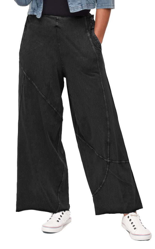 Della Women's Pant Cotton Wide Leg in Black