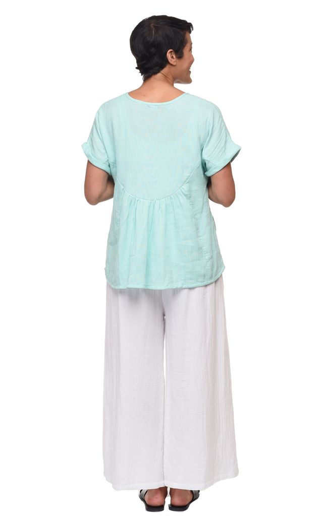 Destination Womens Short Sleeve Top in Aqua
