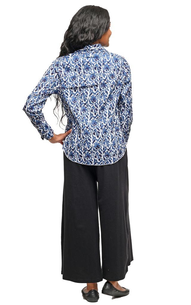 Gretchen Womens Button Down in Baltic Blue