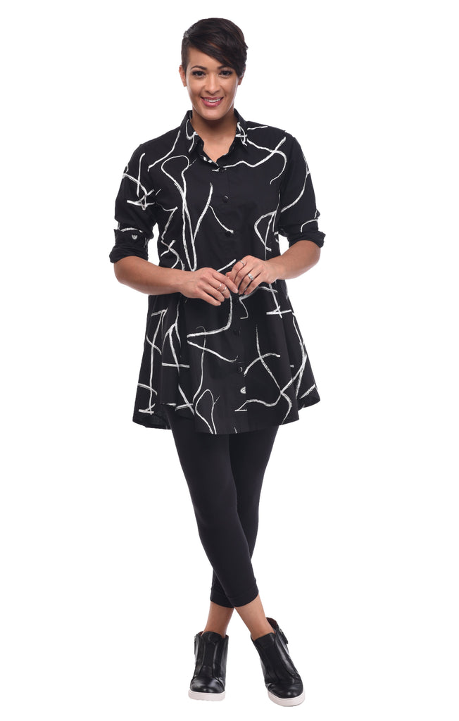 Dinah Womens Tunic in Black Ribbon Dance