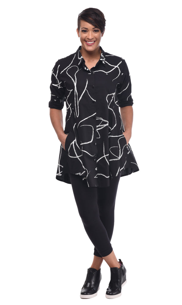 Dinah Womens Tunic in Black Ribbon Dance