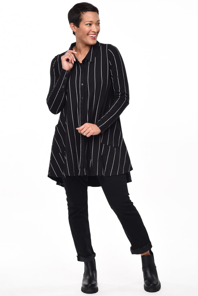 Lauryn Women's Tunic in Black Metro Stripe