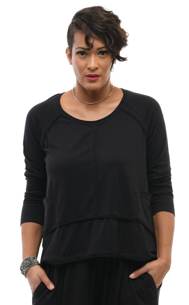 Presley Womens Pullover Top in Black