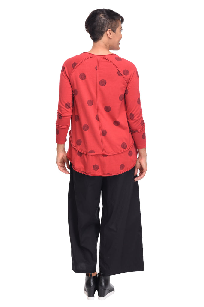 Presley Womens Top in Red Thumbprint