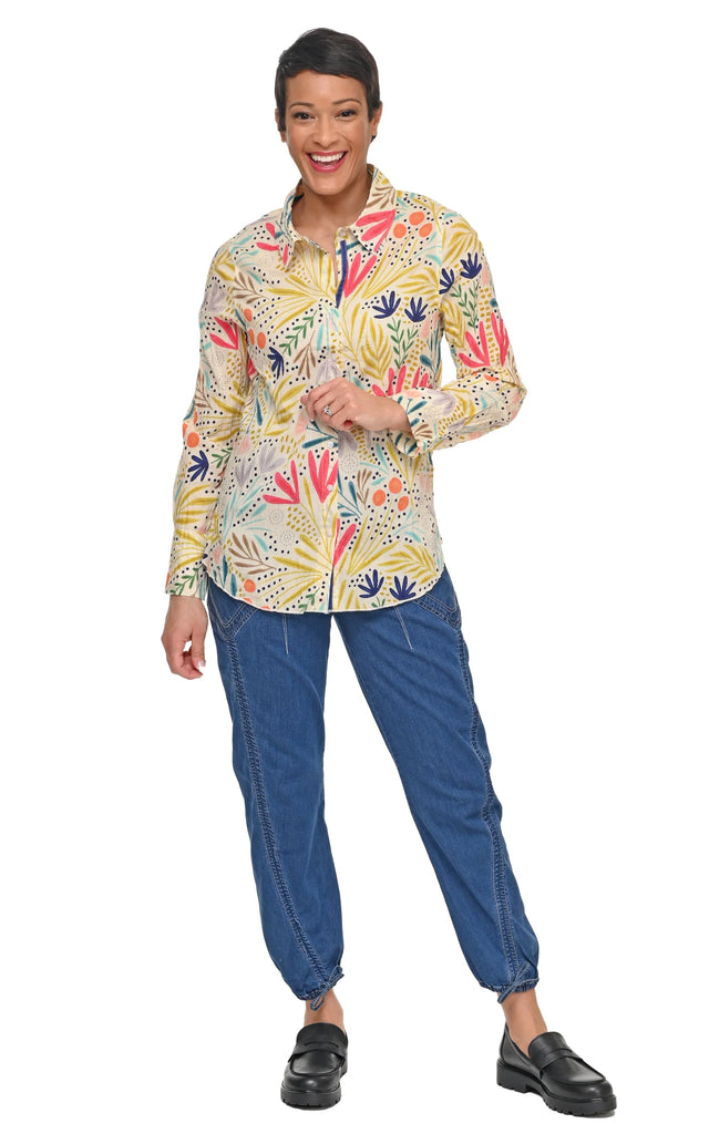 Gretchen Womens Button Down in Whimsy Tonal