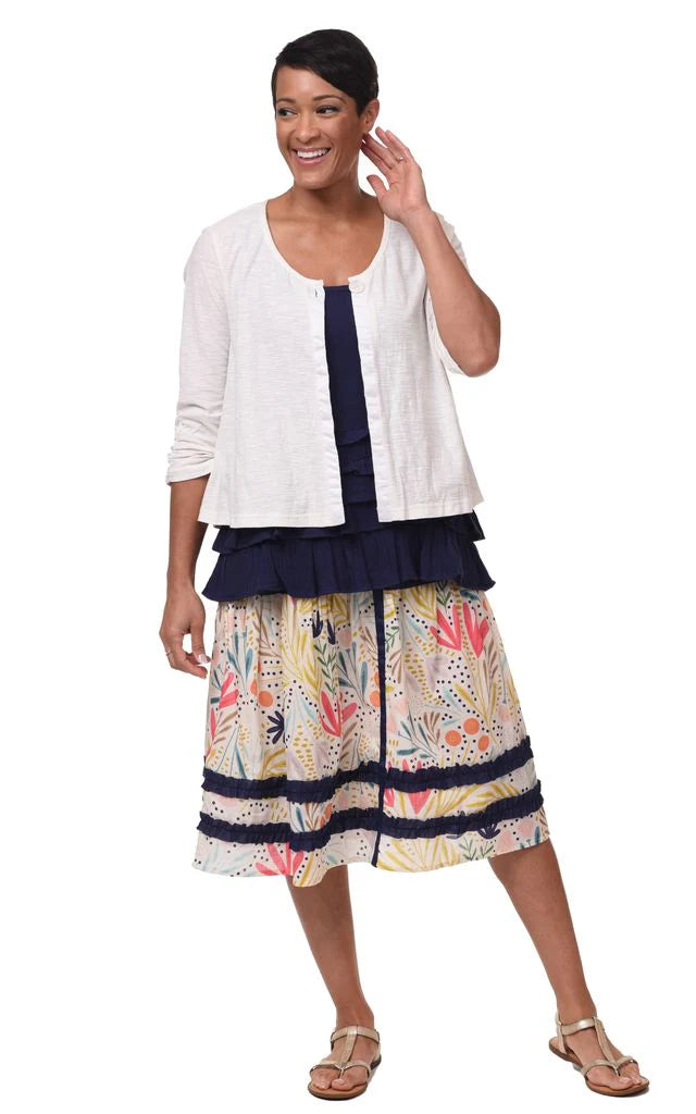 Luca Womens Cotton Slub Knit Cardigan in Ivory
