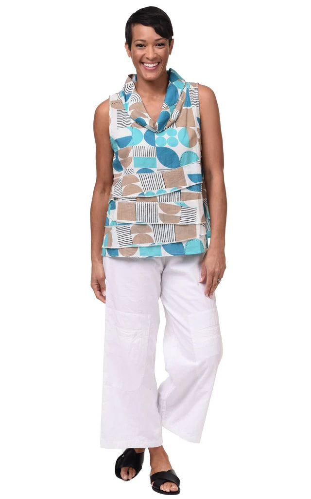 Leilani Womens Sleeveless Top in Geo Candy