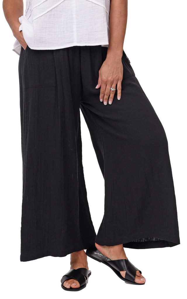 Womens Palazzo Pant Cotton Gauze in Black