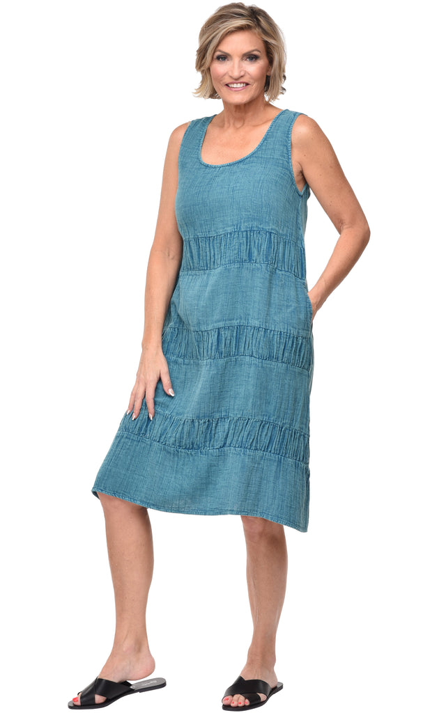 Camilla Womens Dress Cotton Gauze in Teal