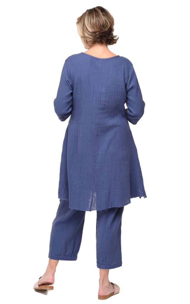 Kyrie Dress Cotton Gauze in Steel Blue