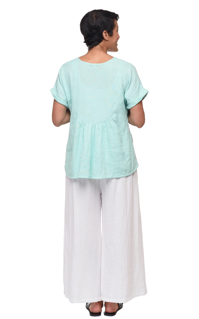 Womens Palazzo Pant Cotton Gauze in White