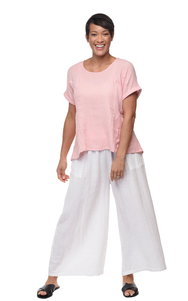 Womens Palazzo Pant Cotton Gauze in White