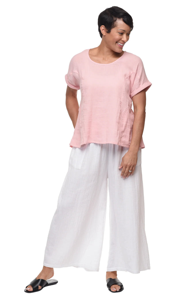 Womens Palazzo Pant Cotton Gauze in White